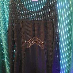 Calvin Kline Mesh Fishnet Sleeve Dress